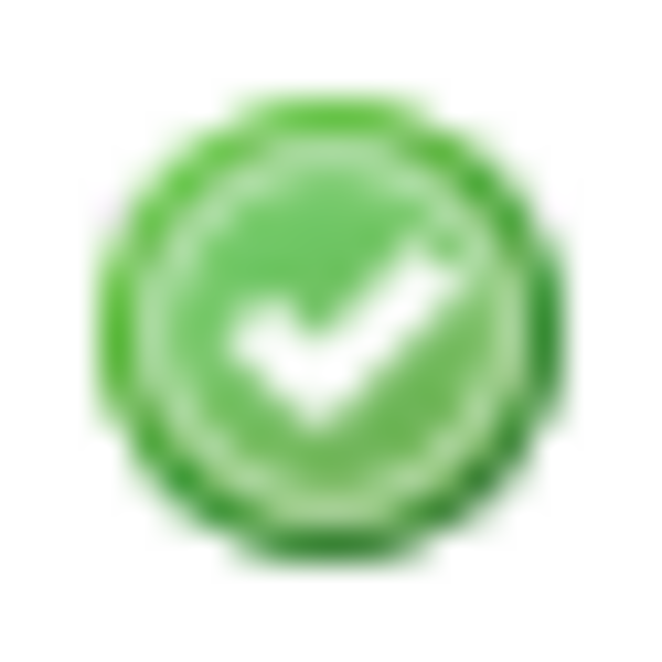 Green circle with a white check mark in it.