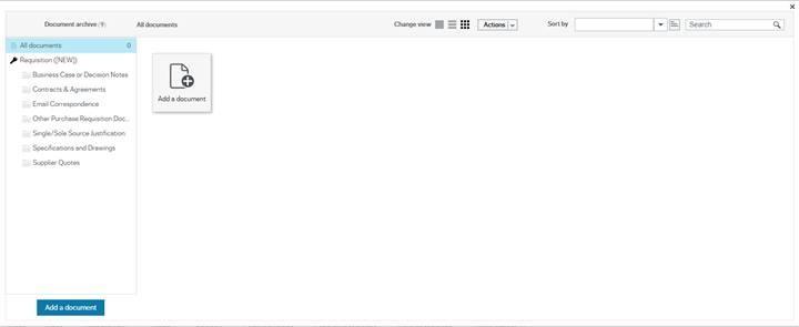 Document archive window open with "Add a document" visible in the viewing pane.