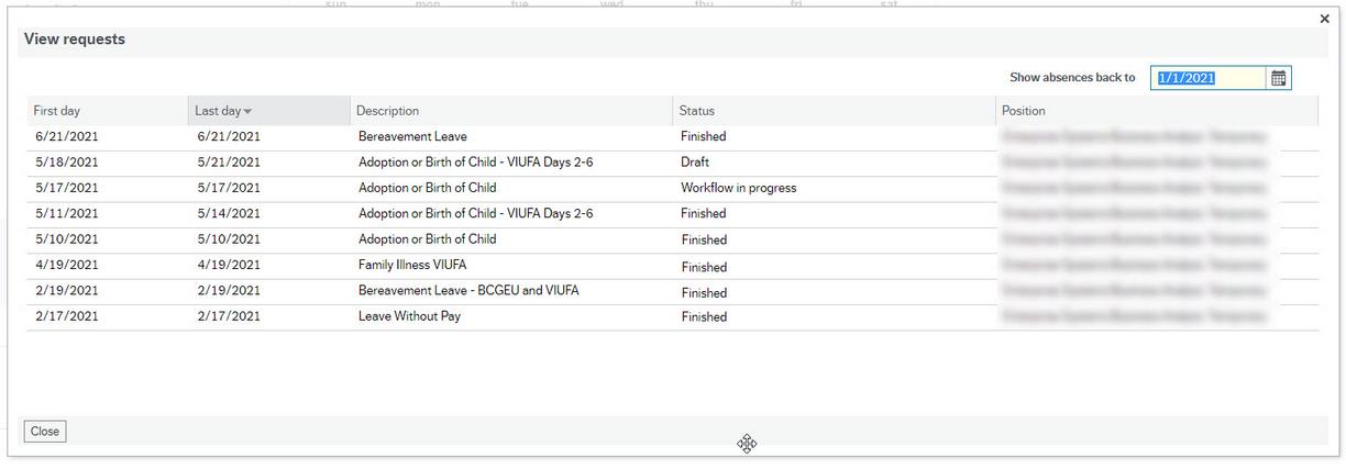Screenshot of View Requests