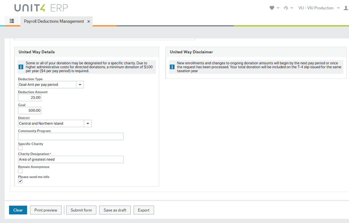 United Way complete form